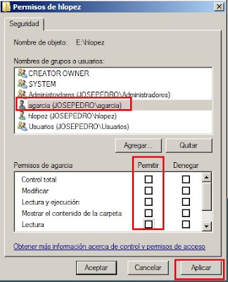 Quitar permisos a usuarios Windows.