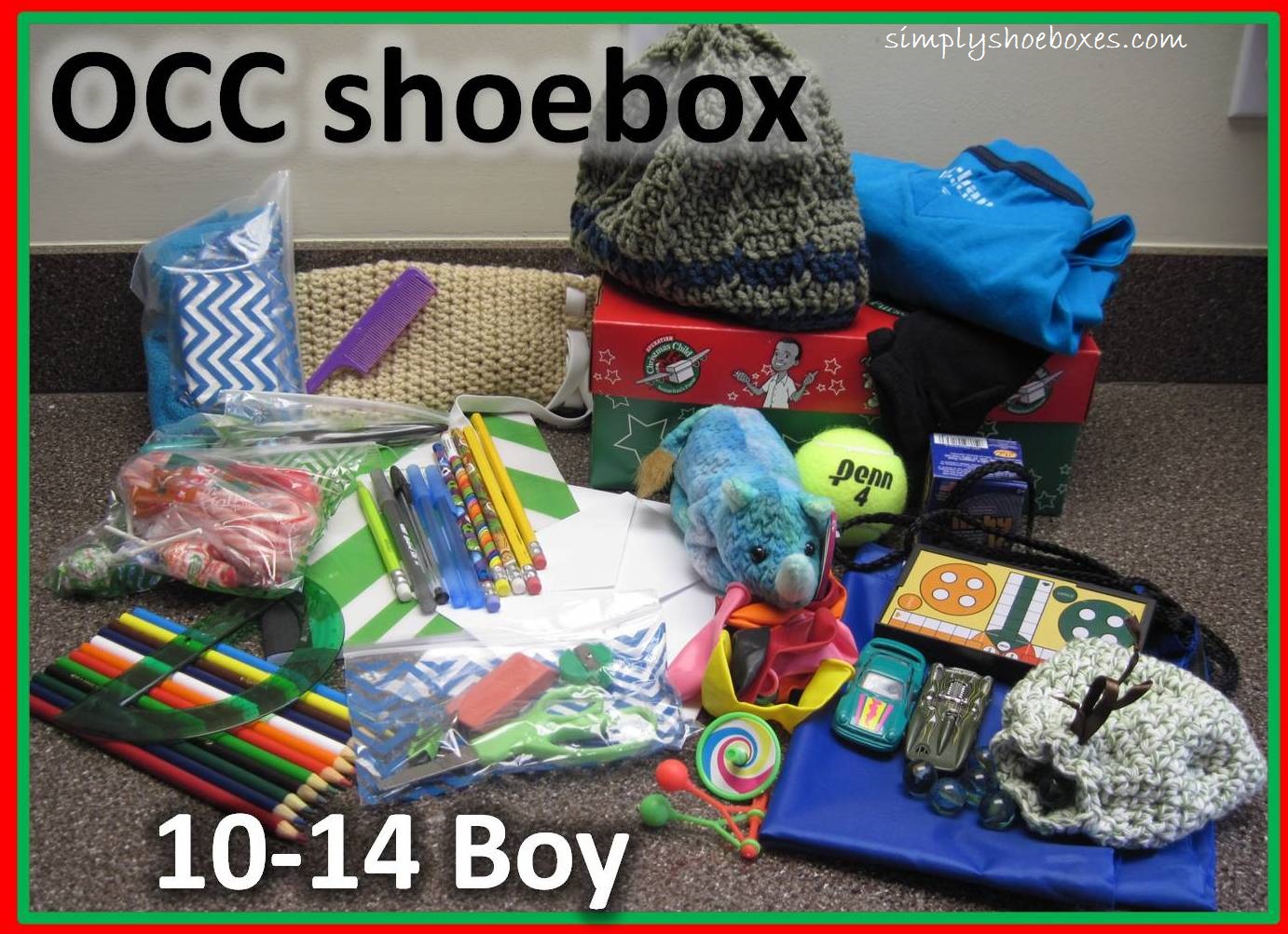 Simply Shoeboxes: Operation Christmas Child Shoebox Packed for 10-14 Year  Old Boy
