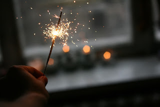 Image of someone holding a lit sparkler