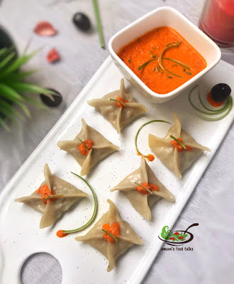 Chicken momos are super soft and juicy and are simply irresistible. Momos taste delicious when paired with spicy sauce. You can also pan fry the steamed momos.