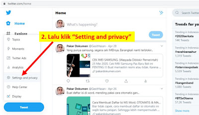 2. Cara Menghapus Akun Twitter - PC