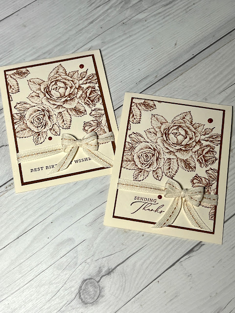 Handmade greeting cards using Stampin' Up! Stippled Rose Stamp Set