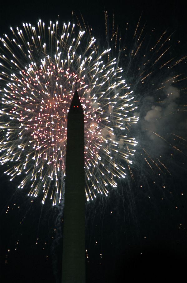 Fireworks burst above the Washington Monument Clip Art