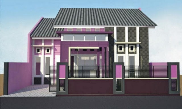 Ide Cat  Rumah  Minimalis  Warna Ungu  Tampak Depan