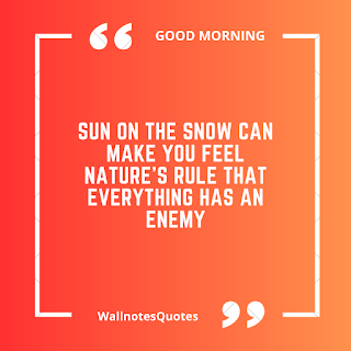 Good Morning Quotes, Wishes, Saying - wallnotesquotes - Sun on the snow can make you feel nature's rule that everything has an enemy