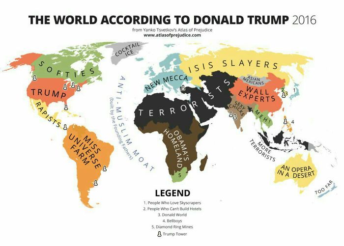 15+ Cartoonists Around The World Illustrate How They Feel About Trump Becoming President - Salute The Guy Who Created This New Map Of The World