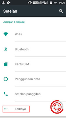 1. Langkah pertama silakan kalian buka Pengaturan, pada menu Jaringan & Nirkabel silakan kalian pilih Lainnya