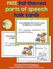  FREE Fall-themed Parts Of Speech Task Cards by Lucy S.