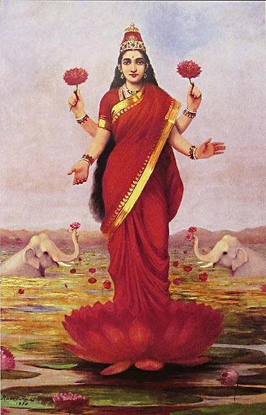 The goddess Lakshmi also wears the bindi.