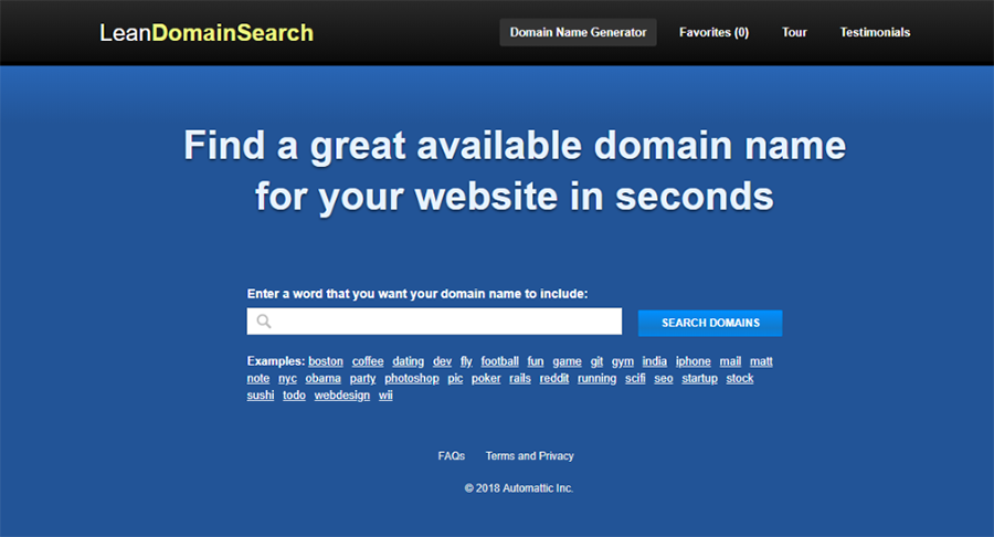Lean Domain Search is an excellent domain name generator tool