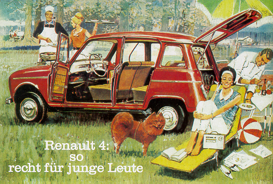 Vintage advert for the once in europe very popular small car Renault 4