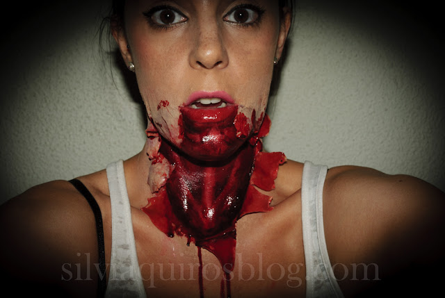 Maquillaje Halloween 1: Cuello pelado, Halloween Makeup 1: peel off neck, efectos especiales, special effects, Silvia Quirós