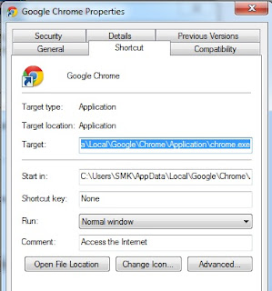 mendapatkan lokasi google chrome path