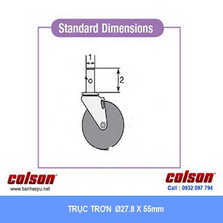 Bánh xe trục trơn giường y tế Colson càng nhựa 5 inch | STO-5851-448 sử dụng ổ bi banhxedaycolson.com