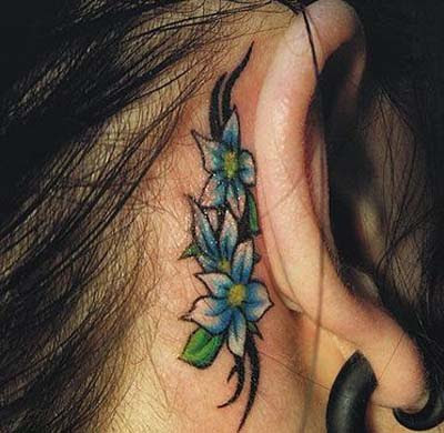 Flower Neck Tattoo Design for Girls