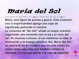 ▷ Significado del nombre Maria del Sol