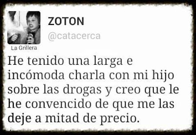 He tenido una larga e incómoda charla con mi hijo sobre las drogas y creo que le he convencido de que me las deje a mitad de precio