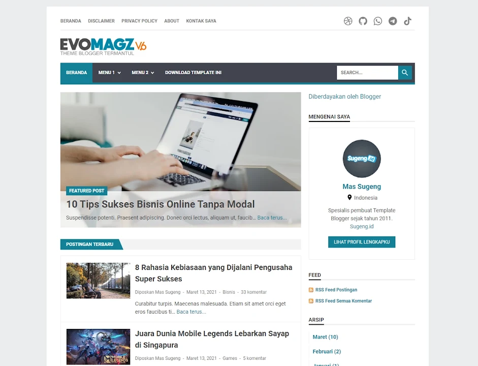 Download Evomagz Blogger Template V6.3 (Update Terbaru)