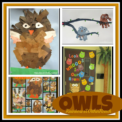 Owls in Kindergarten and Preschool Collage via RainbowsWithinReach