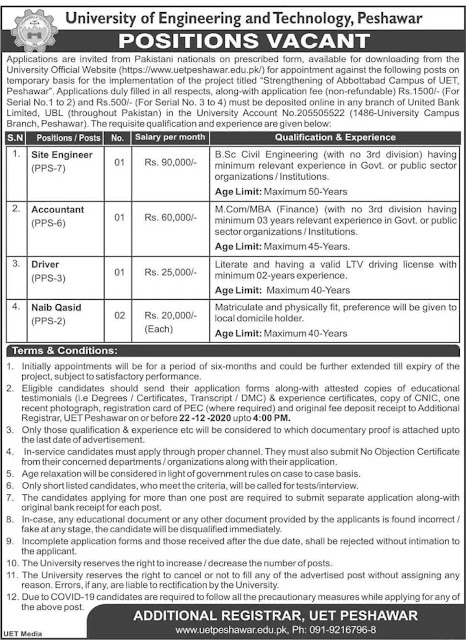 University Of Engineering And Technology Jobs In Peshawar 2020