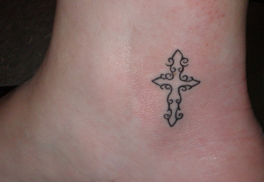 cross ankle tattoo