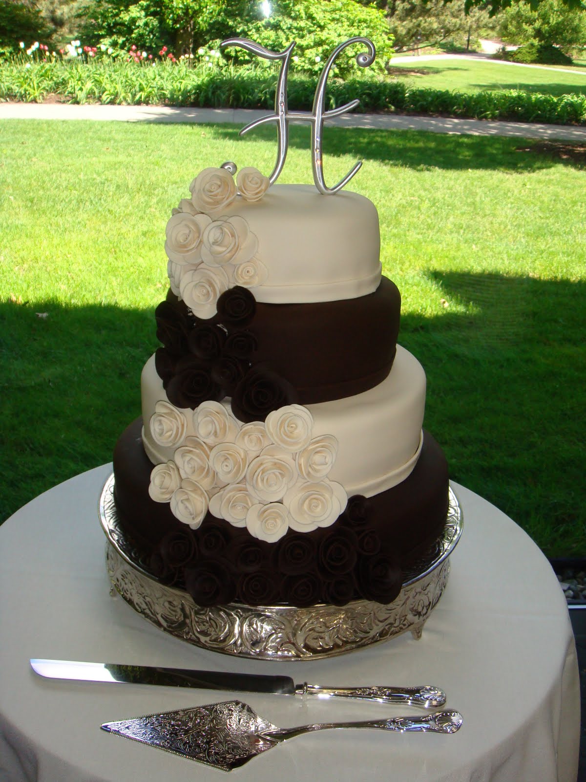 Brown and Ivory Wedding Cake