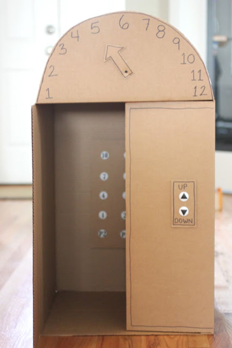 elevator cardboard box craft