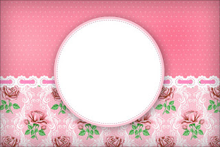 Shabby Chic con Rosas Rosadas: Invitaciones para Imprimir Gratis. 