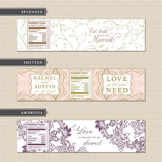 DIY printable custom wedding water bottle label design template