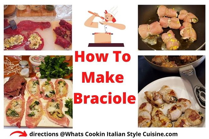 collage on how to make braciole meat rolls