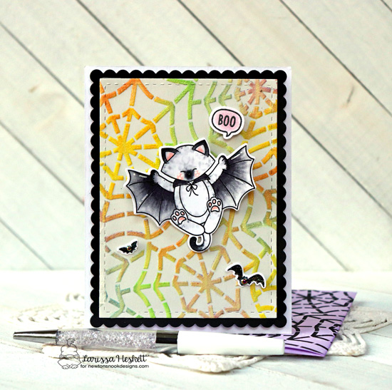 Glow-in-the-dark Spiderweb card by Larissa Heskett | Batty Newton Stamp Set and Spiderweb Stencil by Newton's Nook Designs #newtonsnook #handmade