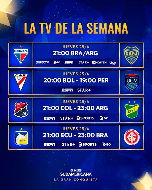 Fixture y Television de la Tercera Fecha de la Copa Sudamericana 2024