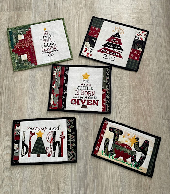 Christmas Quilted Mug Rugs with Embroidery