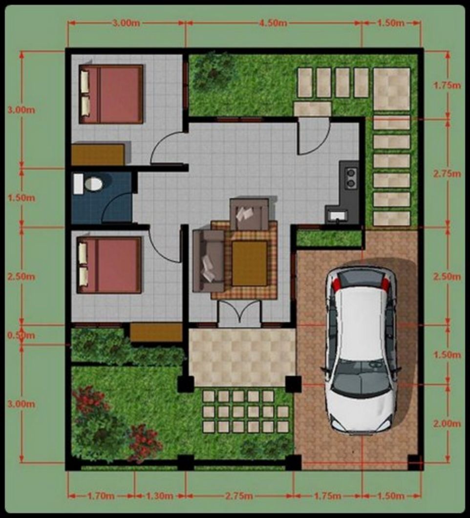 Rancangan Denah Rumah Idaman Tipe 45 Terkini Desain Rumah Minimalis