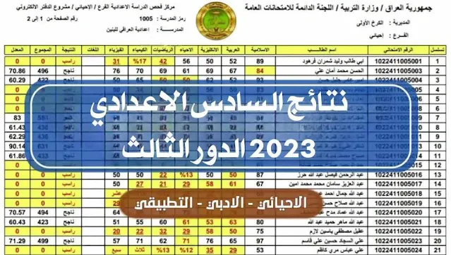 نتائج السادس اعدادي الدور الثالث (التكميلي) 2023-2024 جميع الفروع - موقع اخبار العراق