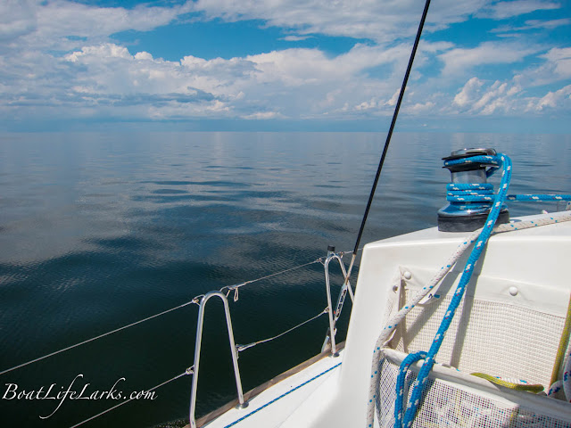 Sailing calm waters of Pamlico Sound, North Carolina