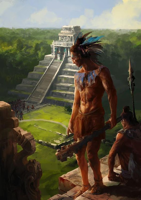 maya y pirámide, ilustración