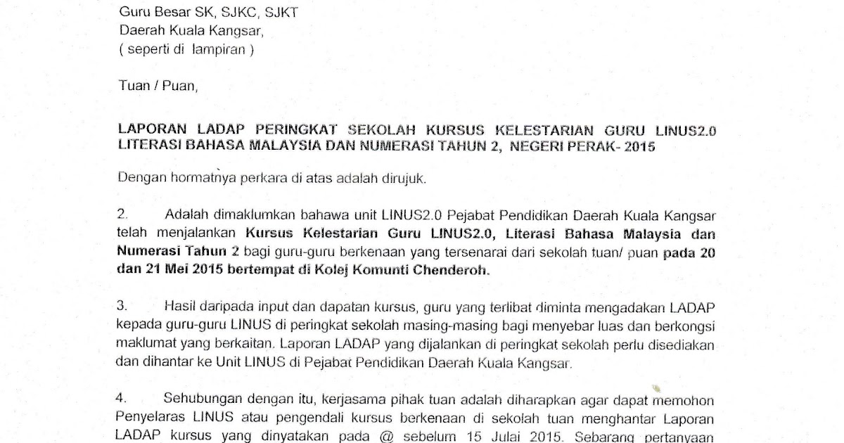 LAPORAN LADAP PERINGKAT SEKOLAH KURSUS KELESTARIAN GURU 