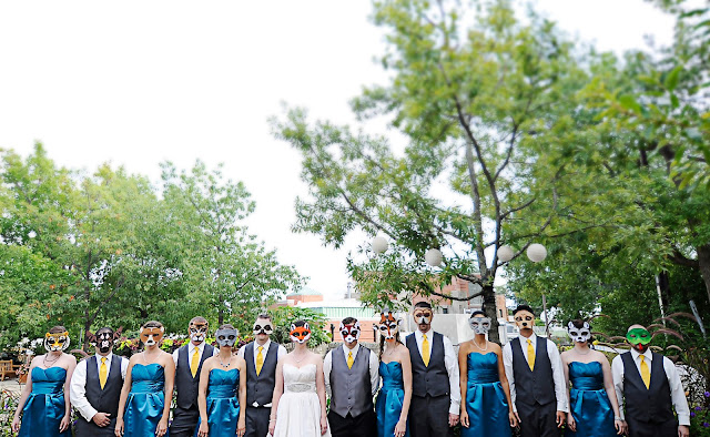 Wedding masks toledo zoo bridal party