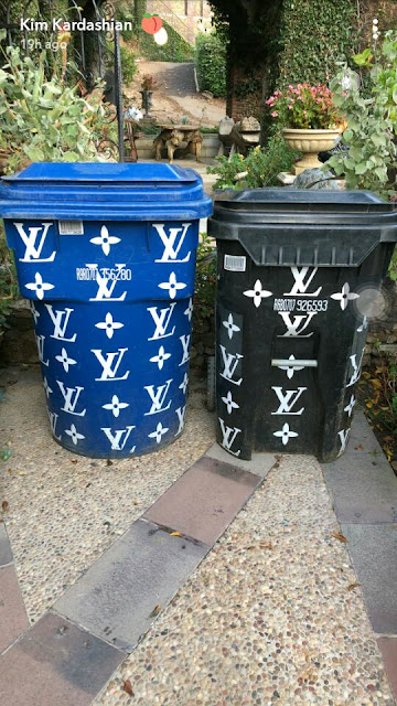 Too much money! Kim Kardashian shows off her Louis Vuitton trash bins