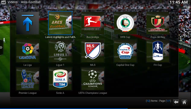 تركيب إضافة Ares FootBall على برنامج kodi xbmc