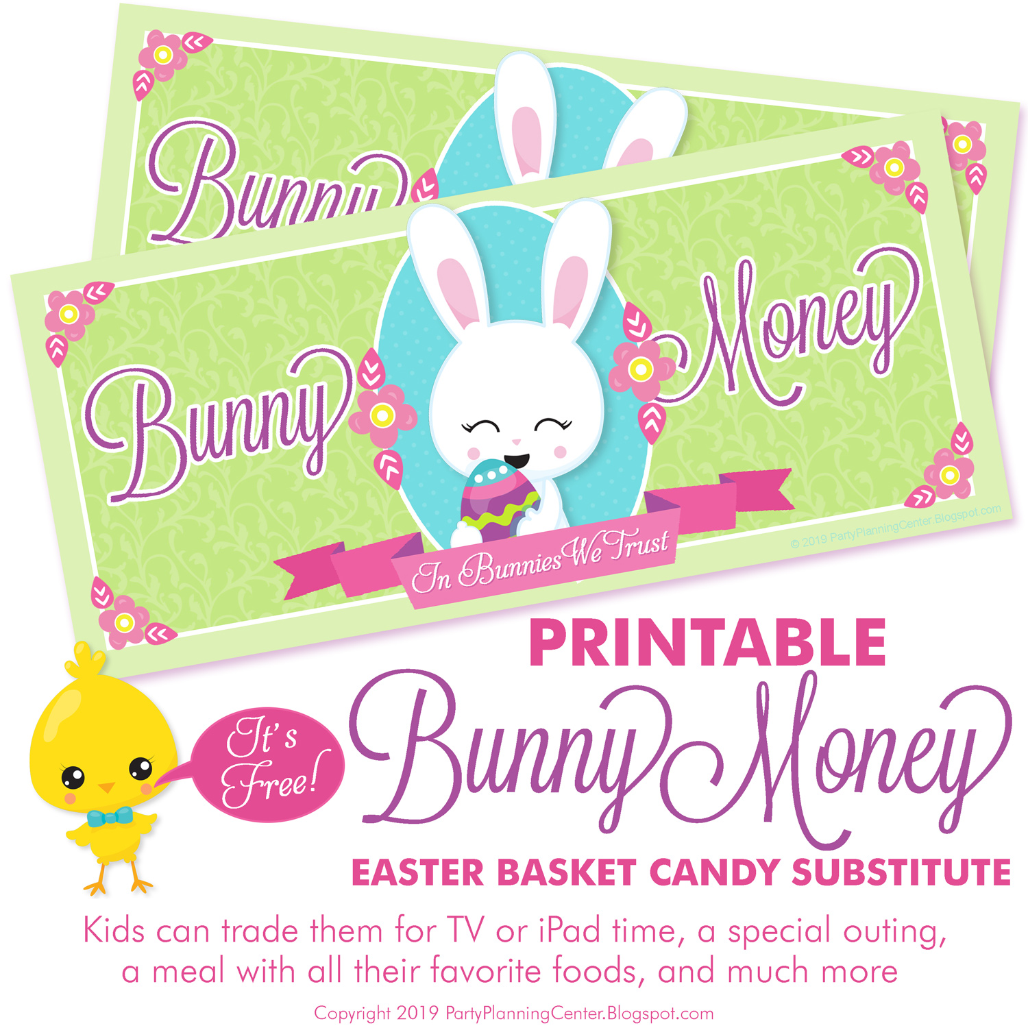 free printable Easter Bunny Money