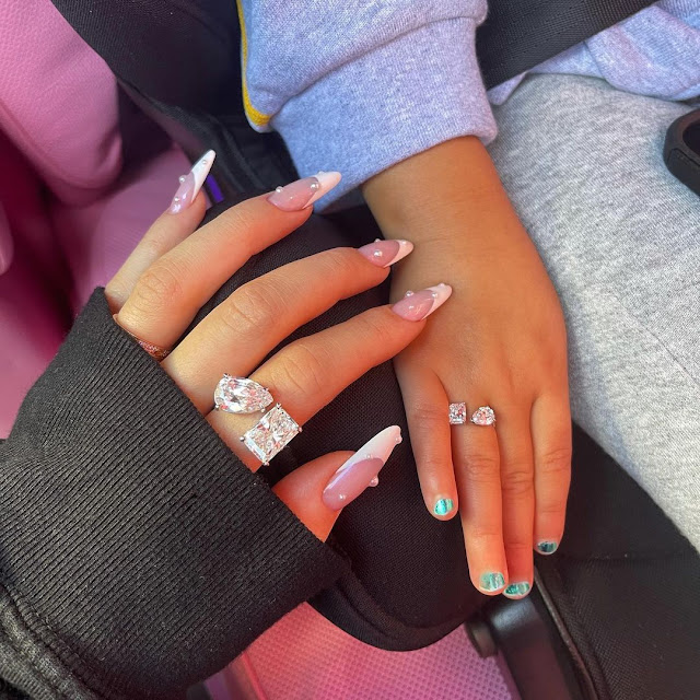 Kylie Jenner and Stormi's Matching Pear and Radiant Cut Diamond Ring
