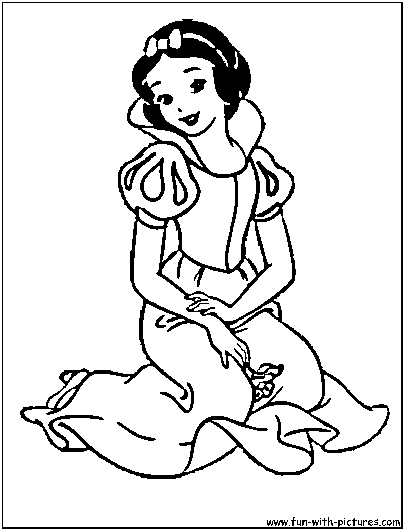 Snow White Coloring Pages Disney Princess Cartoon Character