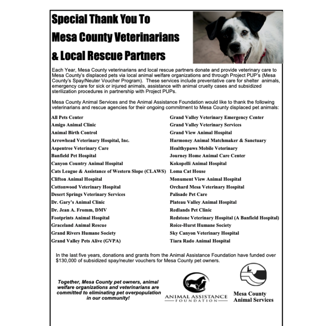Mesa County News: Thank you Mesa County Veterinarians and Local Rescue  Partners