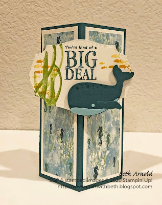 Craft with Beth: tower fun fold card congratulations congratulatory whale done whale of a time stamp set designer series paper