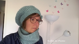 ensemble béret et snood au tricotin