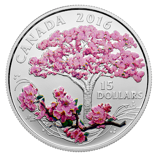 Canada 15 Dollars Silver Coloured Coin 2016 Celebration of Spring: Cherry Blossoms