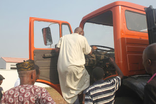 Ayo Fayose driving tipper 