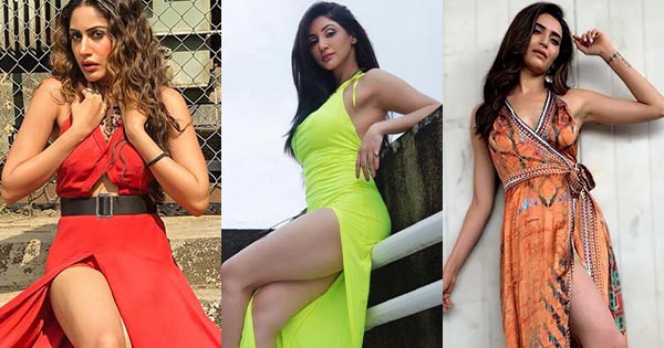 indian tv actress sexy legs risky high slit dress